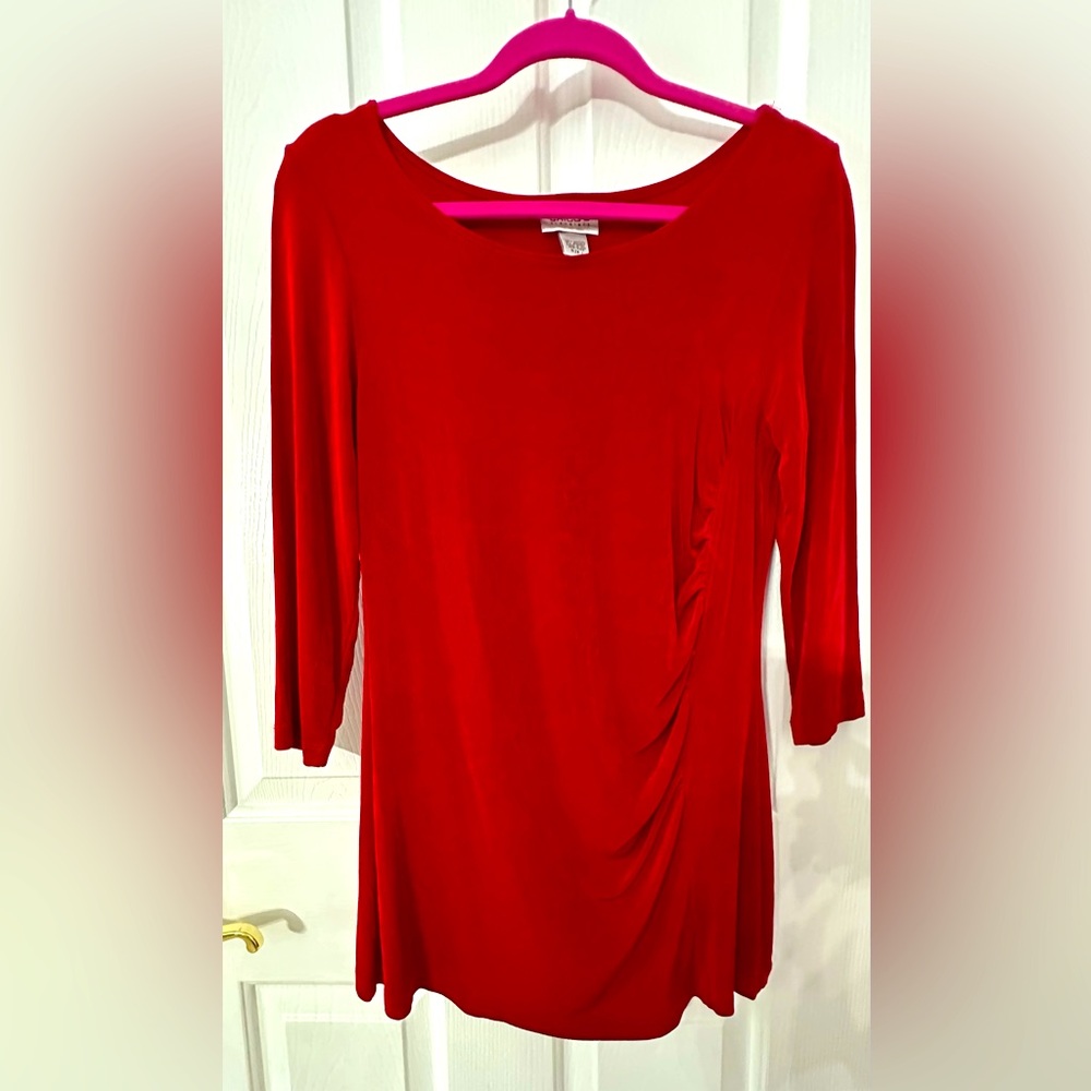 Chico's Travelers Vibrant Red Long Sleeve Tunic Top